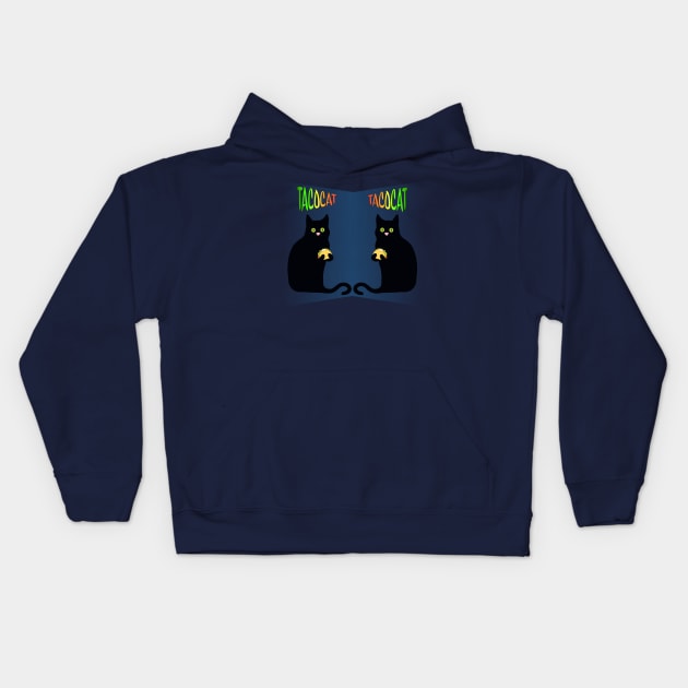 Taco Cat sees his reflection. Taco caT spelled backwards is Taco caT! Kids Hoodie by StephJChild